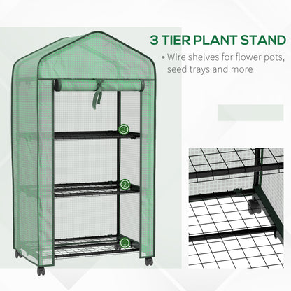 Outsunny Three-Tier Mini Greenhouse, Grow Your Own Food Vegetables, Herbs, Fruit - Green / White
