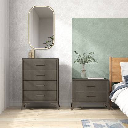 Velvet Bedside Table, Side Table with 2 Drawers, Modern Bedside Cabinet with Storage and Steel Legs for Bedroom, Living Room, Brown