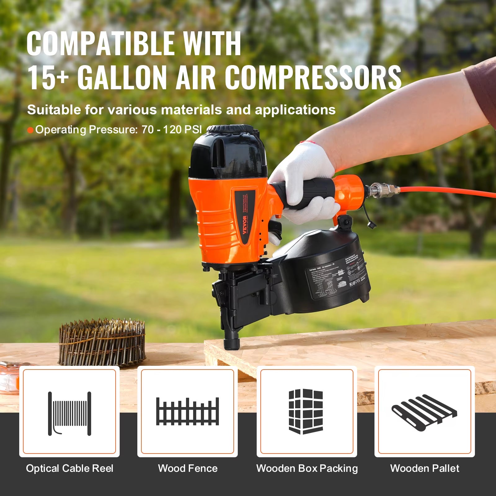 Coil Siding Nailer CN65 CN55 CN70 CN83 CN90 Pneumatic Siding Nail Gun Pallet Making Coil Nailer 70-120PSI Air Nailer