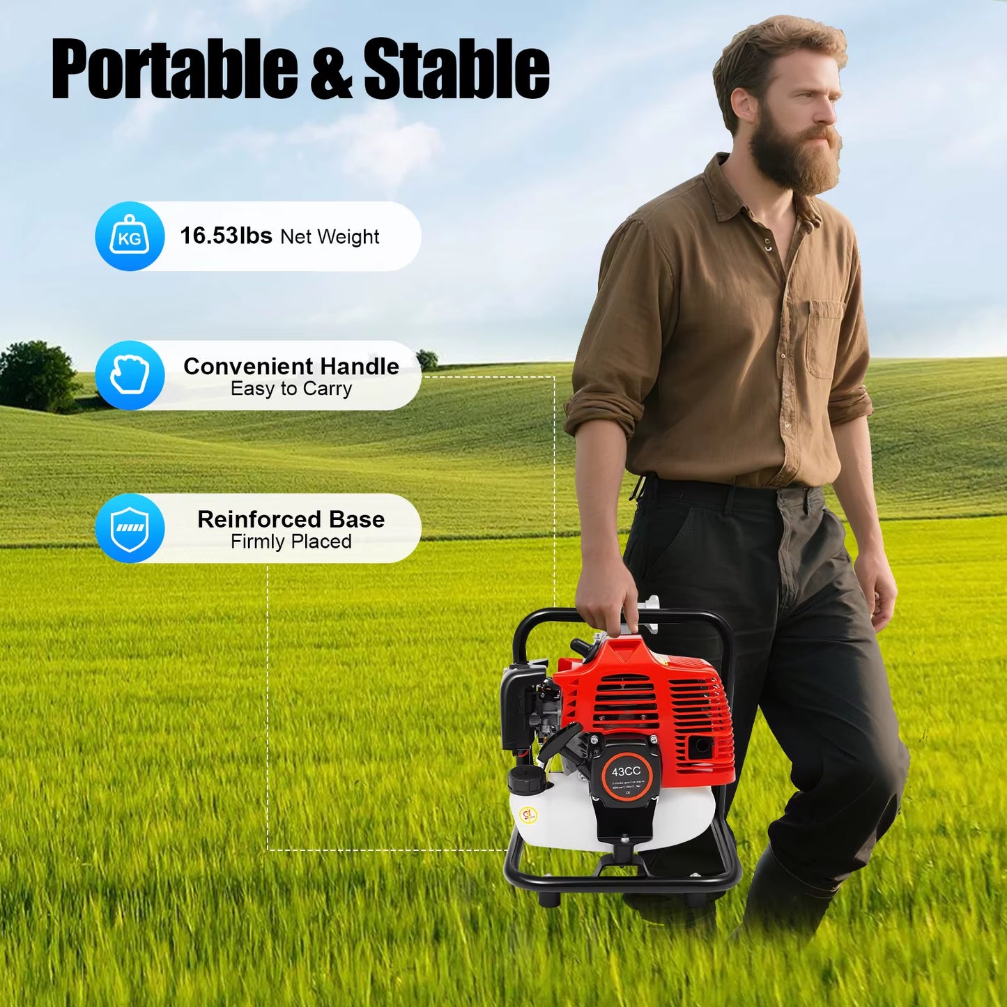 2-Stroke Petrol Engine Water Transfer Pump With Filter, for Irrigation, Drainage, Water Intake Work