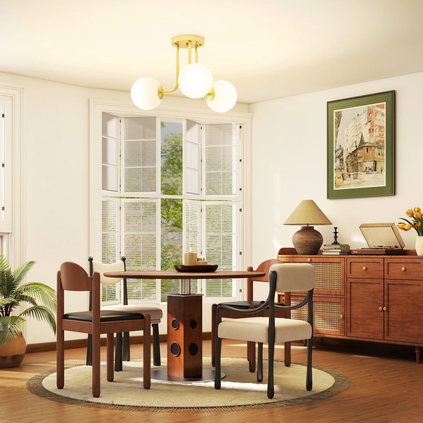 LED Ceiling Light with Globe Shades, Modern 3-Light Ceiling Light with G9 Sockets for Living Room, Bedroom, Dining Room, Bulbs Not Included, Gold Tone