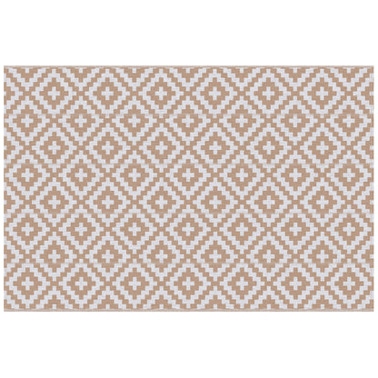 Reversible Outdoor Rug | Waterproof | UV-Resistant Polypropylene 310g | Reinforced Edges | Foldable | 274x182cm | Coffee & White | Patio Garden Camping Beach RV Campervan