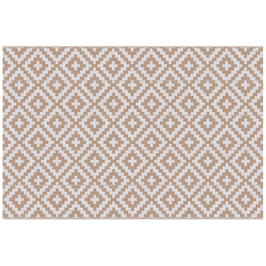 Reversible Outdoor Rug | Waterproof | UV-Resistant Polypropylene 310g | Reinforced Edges | Foldable | 274x182cm | Coffee & White | Patio Garden Camping Beach RV Campervan