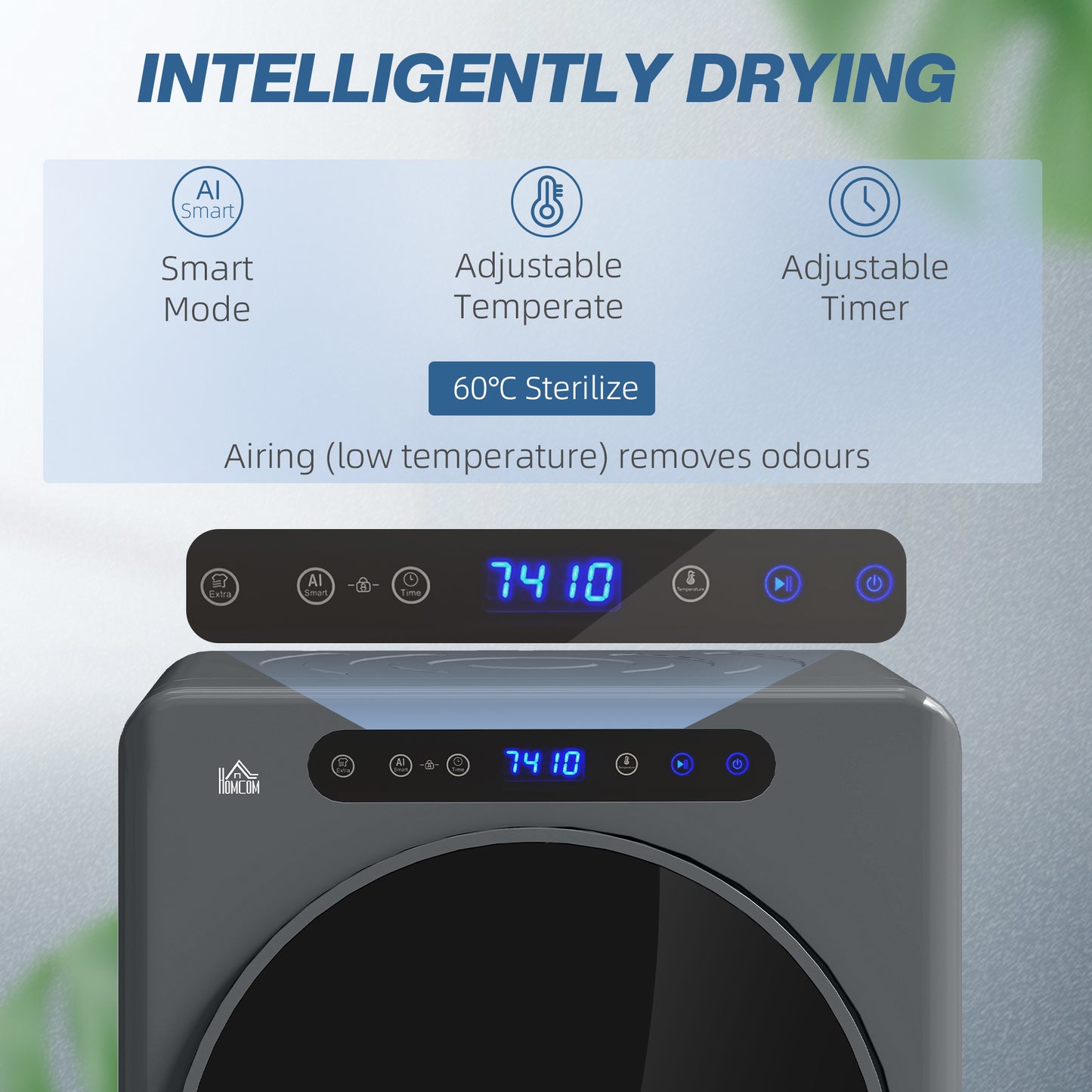 4kg Compact 40-60℃ Portable Small Space Tumble Dryer - Grey