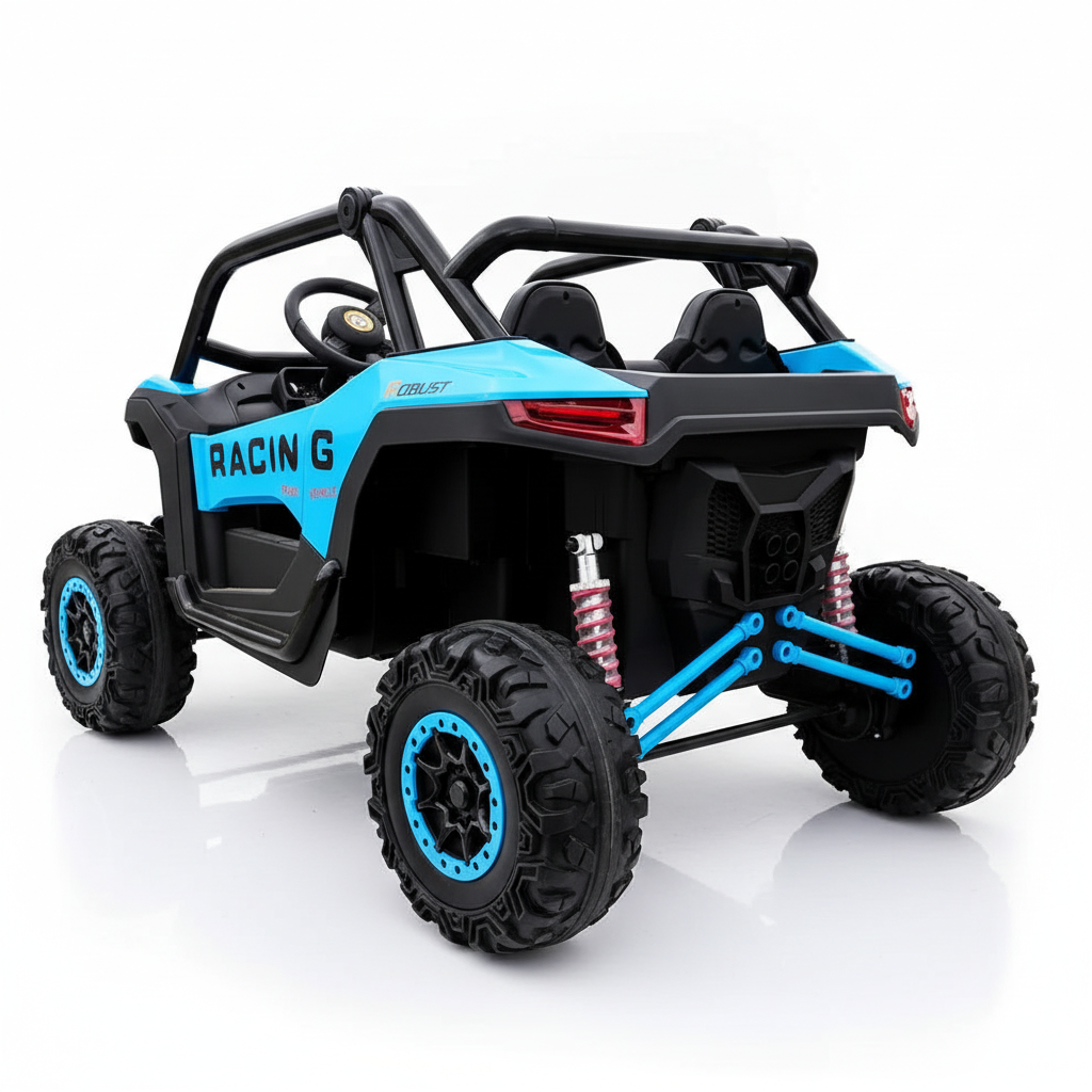 Blue UTV rear-side white studio