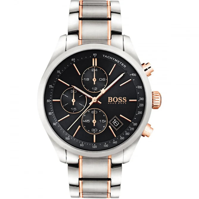 Hugo Boss Men's Grand Prix Wrist Watch Gold & Silver Tone HB1513473
