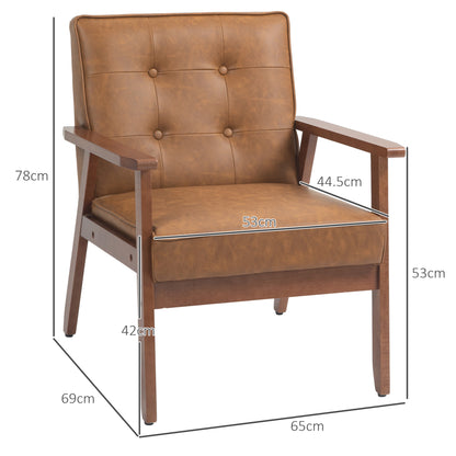 2 Pack Retro Vintage Style Accent Chair, with Faux Leather Seat - Brown