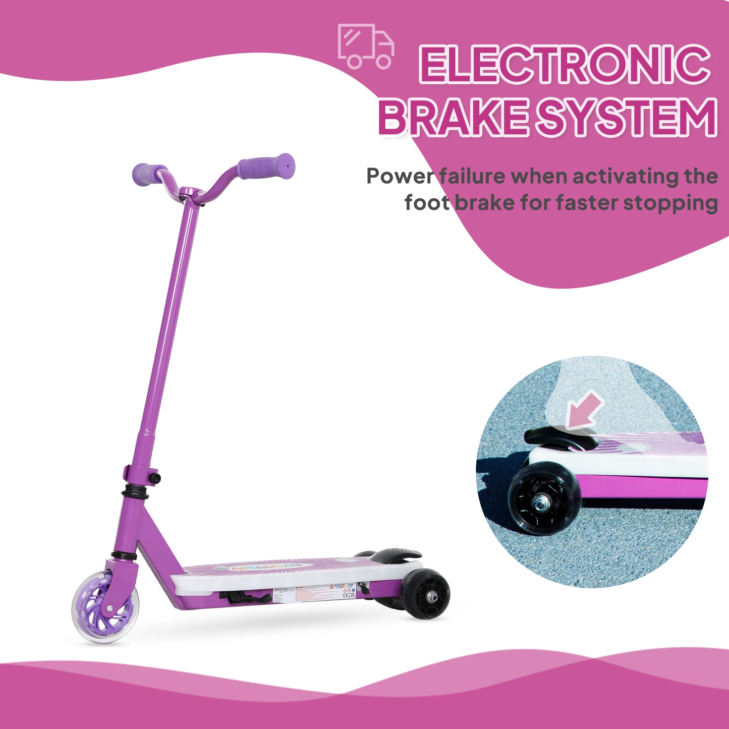 Electric Scooter for Kids Ages 4-7, with Auxiliary Rear Wheels, Flashing LED Light and Electric Brake, Kids Electric Scooter for Boys Girls, 6 KM/H & 8 KM