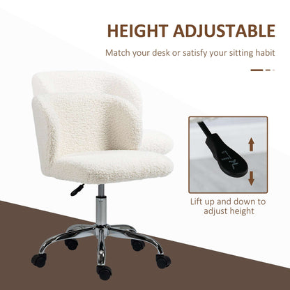 Office Chair with Adjustable Height and Wheels - White