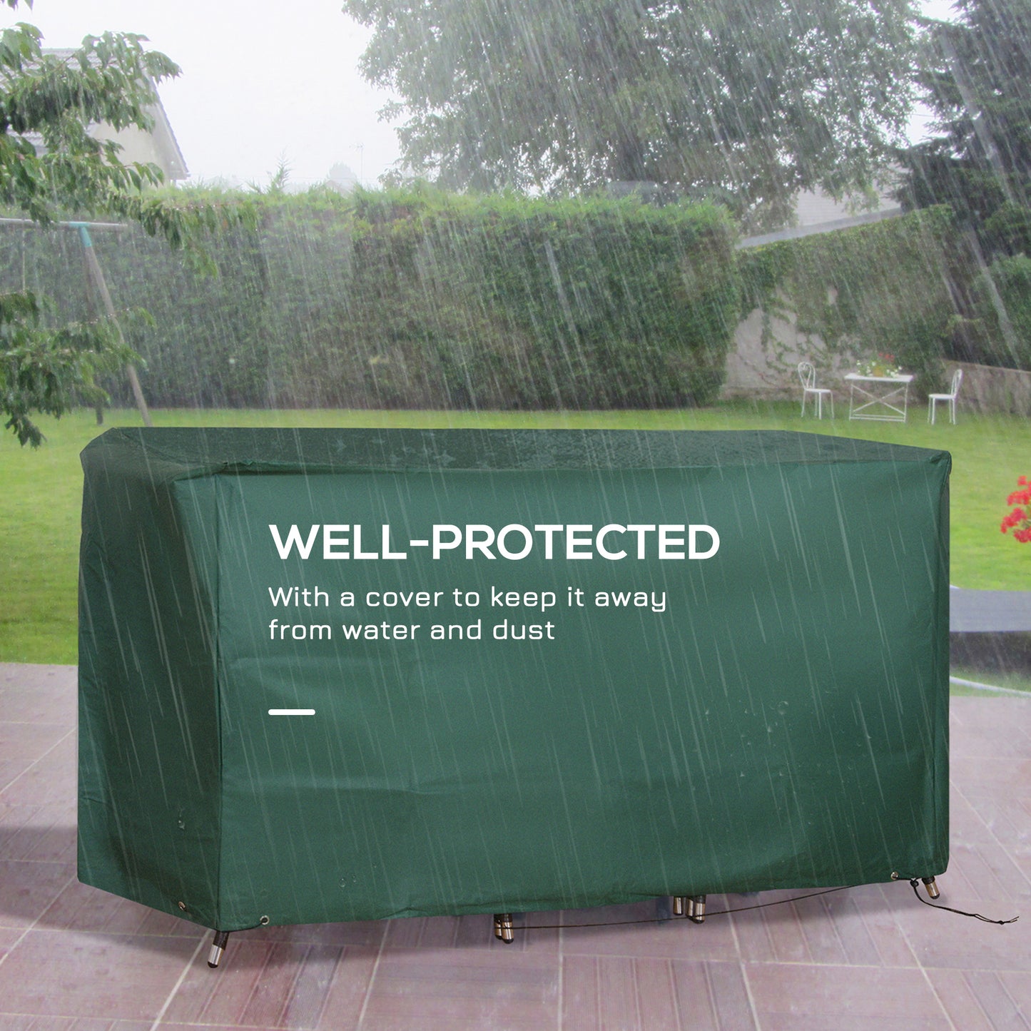 Outsunny 3 Pieces Outdoor Rattan Bistro Set, Patio Wicker Balcony Furniture With Steel Frame, Conservatory Set Coffee Table & Cover, Dark Blue