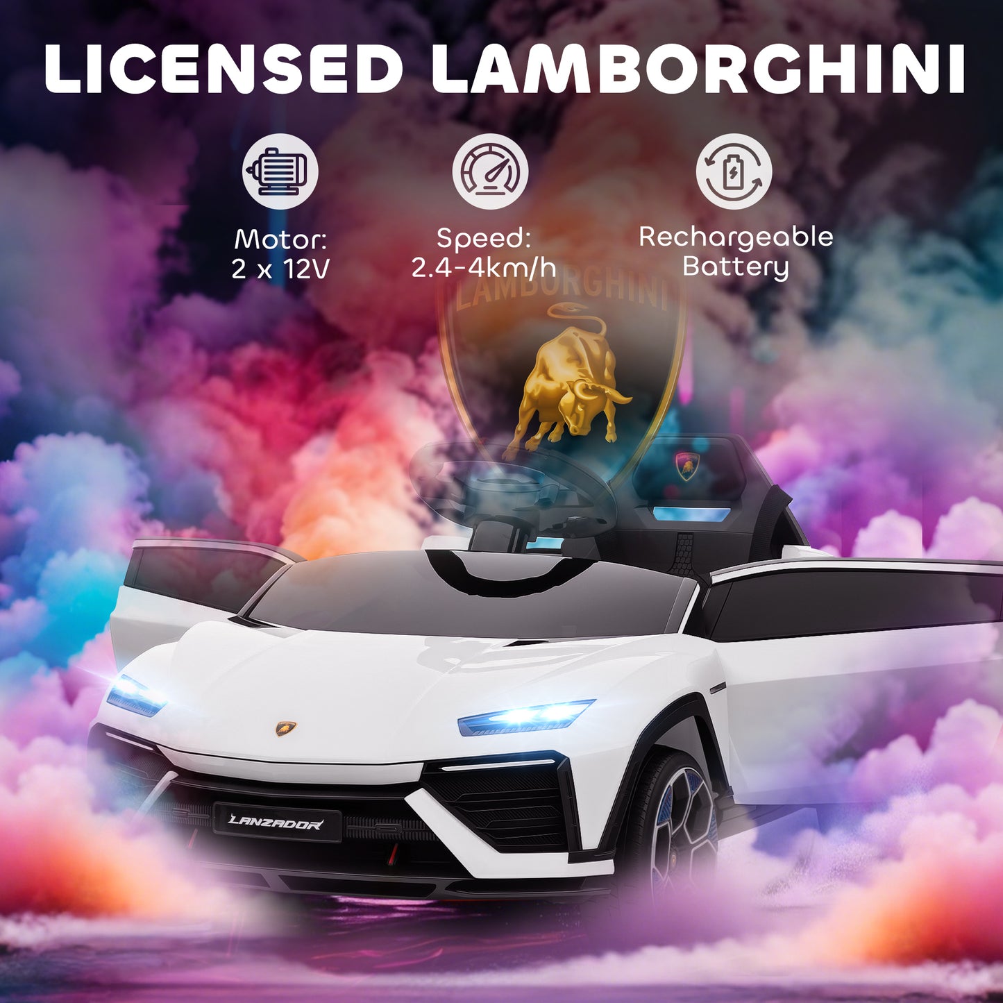 AIYAPLAY 12V Licensed Lamborghini Electric Cars for Kids, Ride On Car with Remote Control for 3-6 Years Old