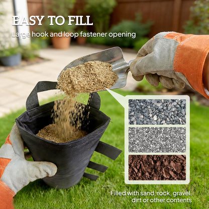 8 Pack Gazebo Sand Weight Bags | 5kg Each | 600D Oxford | Hook & Loop Fastener | Carry Handle | Legs up to 30x30mm | Black