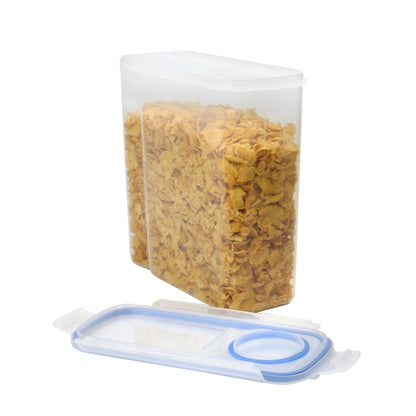 Airtight Cereal Storage Containers | Set of 4 | 2.4L Each | Snap-Lock Lid | Easy-Dispense Opening | Labels & Chalk Pen | 20.5x20.5x8cm | Hand Wash Only | 2-Year Warranty