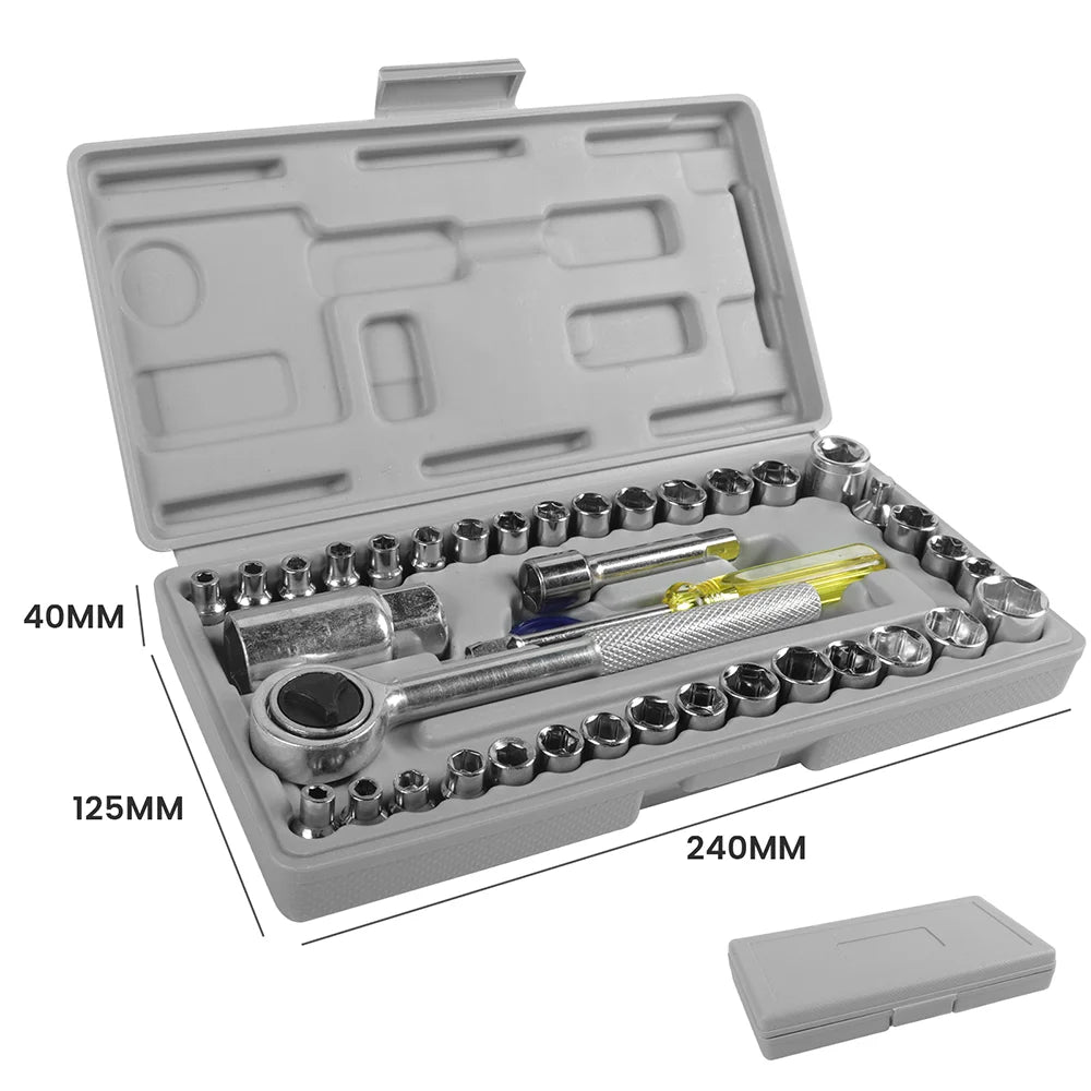 40 Piece Ratchet Spanner Wrench Socket Set Car Repair Tool Kit 3/8 Ratchet Spanner Screwdriver Bits Hand Tool
