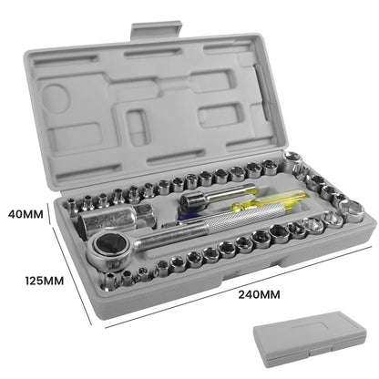 40 Piece Ratchet Spanner Wrench Socket Set Car Repair Tool Kit 3/8 Ratchet Spanner Screwdriver Bits Hand Tool
