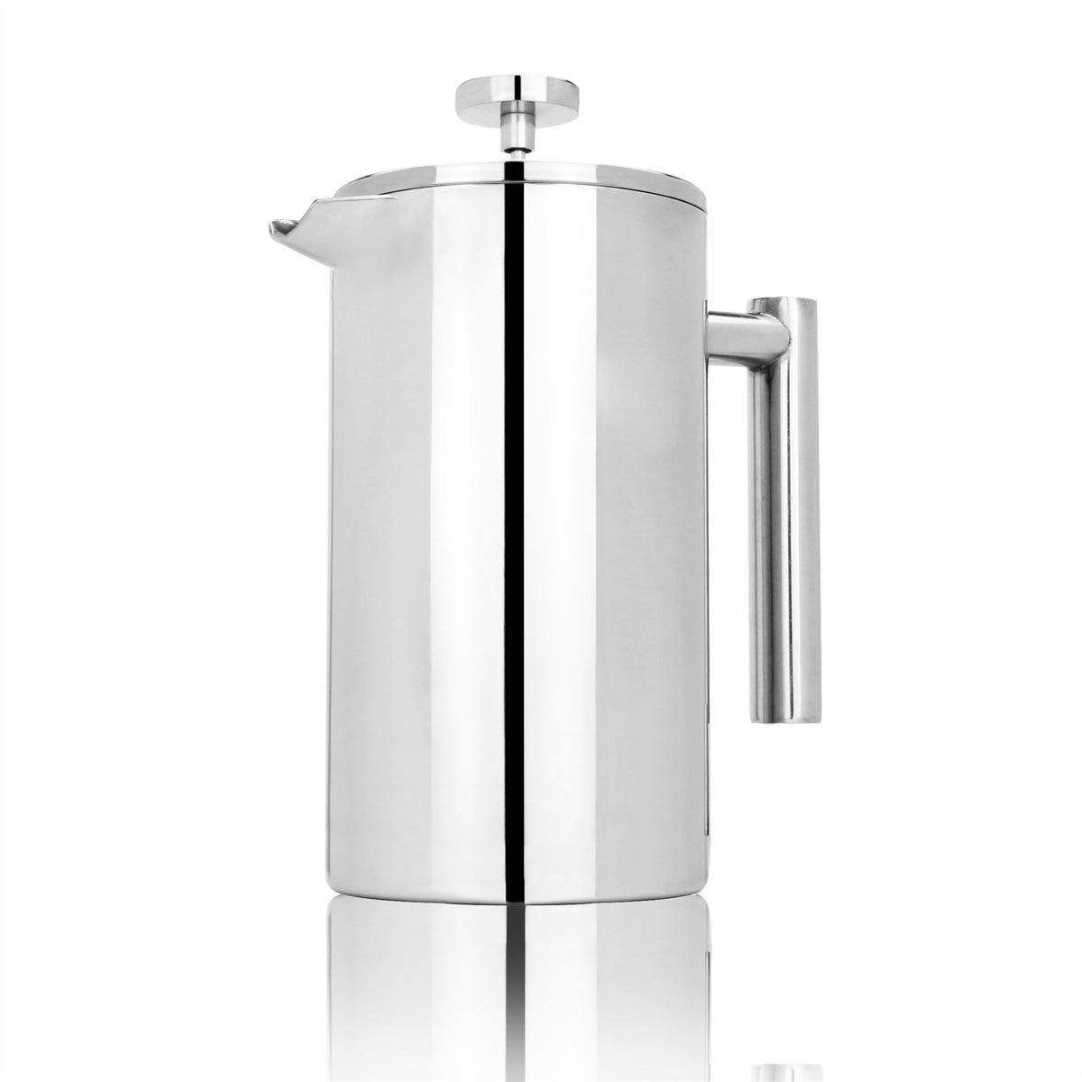 Maison & White French Press Cafetiere | 1000ml | Double-Walled Stainless Steel | Keeps Warm 2hrs | 7-Piece Set | 3 Filters 2 Spoons Scoop Clip | Hand Wash | 2-Year Warranty