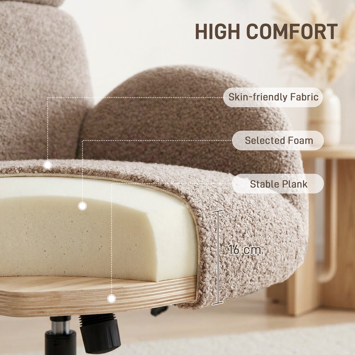 Swivel Armchair and Footstool Set, Height Adjustable Accent Chair with Adjustable Headrest, Rocking Function