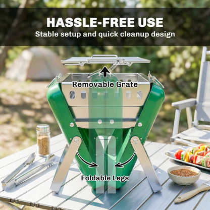 Outsunny Charcoal BBQ Grill Portable Stainless Steel Barbecue with Tilting Grate for Camping Picnic Garden