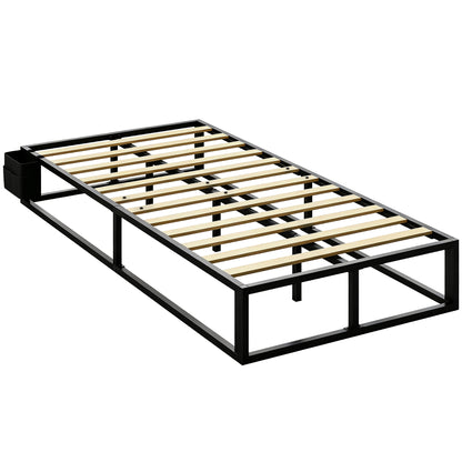 3ft Single Bed Frame | 12 Slats | Metal Platform | Storage Bag | Anti-Slip Pads | 227kg Capacity | Black