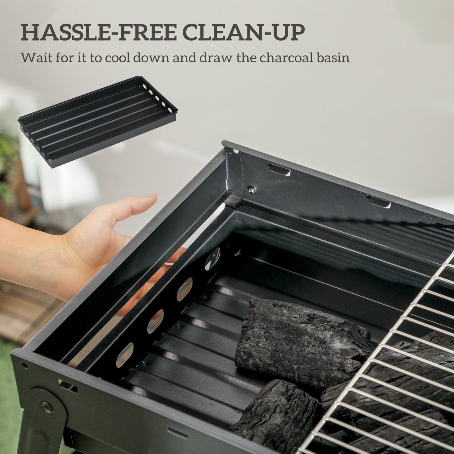 Outsunny Foldable Picnic Camping Charcoal Grill - Black