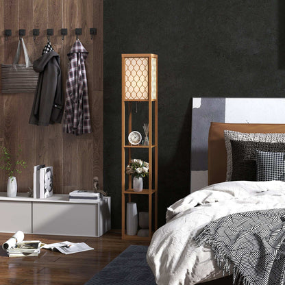 Three-Shelf Standing Floor Lamp - Natural