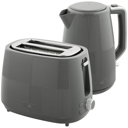 Kettle and Toaster Set, 1.7L 3000W Fast Boil Kettle & 2 Slice Toaster Kitchen Set with 7 Level Browning Controls, Defrost, Reheat, Boil, Grey