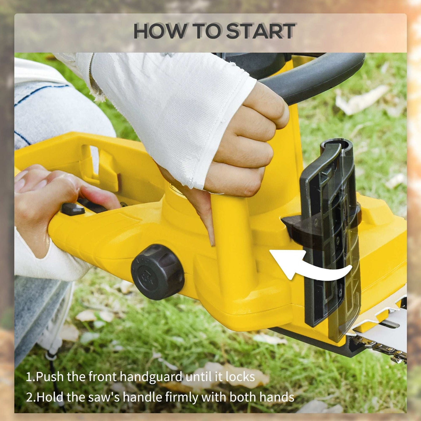 DURHAND Aluminium Chainsaw with Double Brake Protection and Blade Cover, 2000 W, 40 cm, for Wood, Trees and Branches, Yellow / Blue