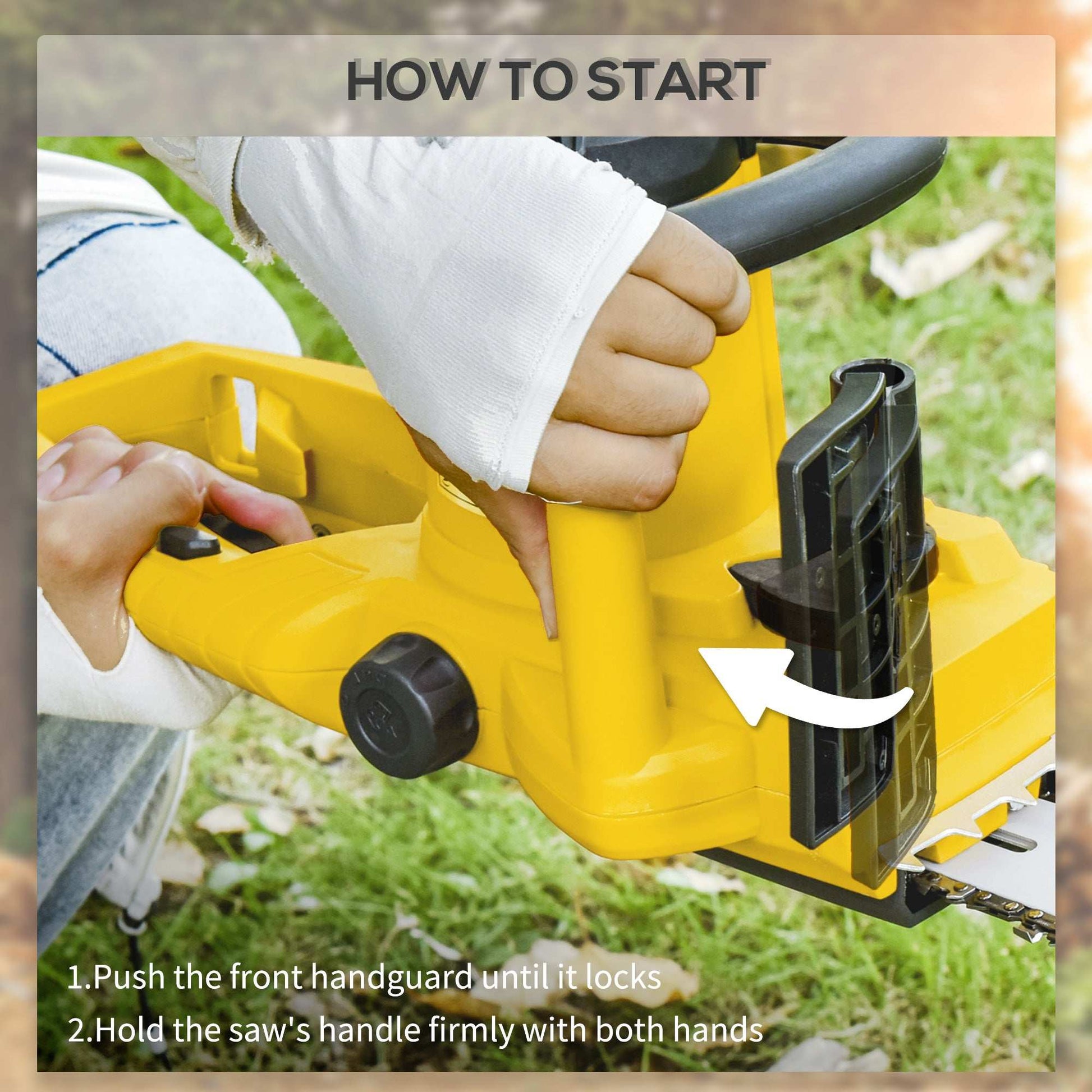 DURHAND Aluminium Chainsaw with Double Brake Protection and Blade Cover, 2000 W, 40 cm, for Wood, Trees and Branches, Yellow / Blue