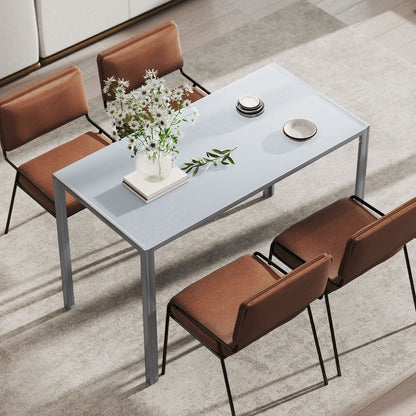 4-Seater Dining Table | 120cm | 6mm Tempered Glass Top | Powder-Coated Steel Legs | Floor Pads | 80kg | Grey