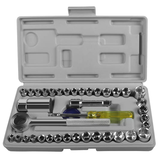 40 Piece Ratchet Spanner Wrench Socket Set Car Repair Tool Kit 3/8 Ratchet Spanner Screwdriver Bits Hand Tool