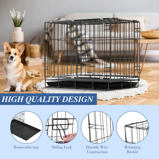 Folding Dog Cage Separate Pet Kennel for Indoor Outdoor Travel (60X42X50Cm)