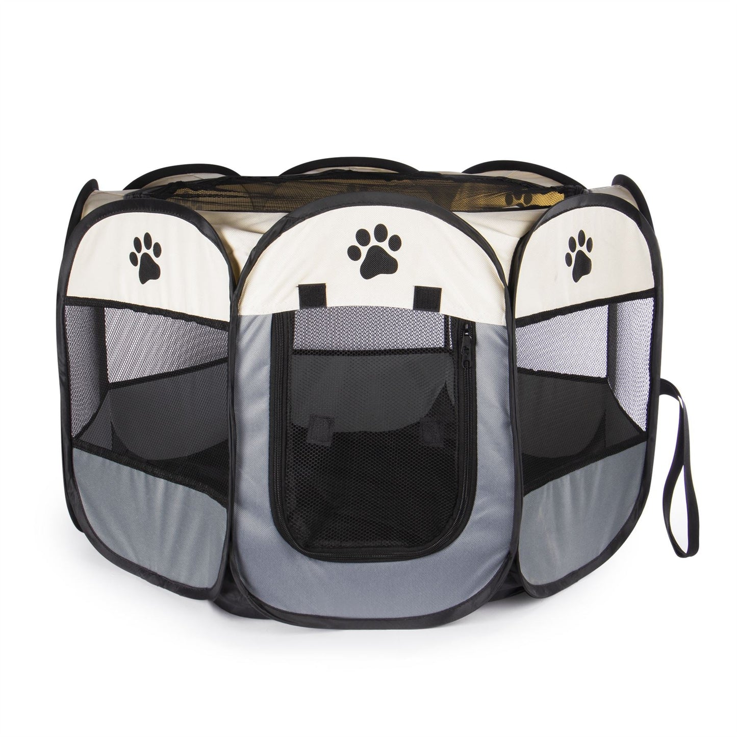 Portable Pop-Up Pet Playpen | 8-Panel | Zip Door | Removable Top | 600D Oxford Cloth & Mesh | 45x66cm Open | Folds Flat | Carry Bag | Indoor & Outdoor