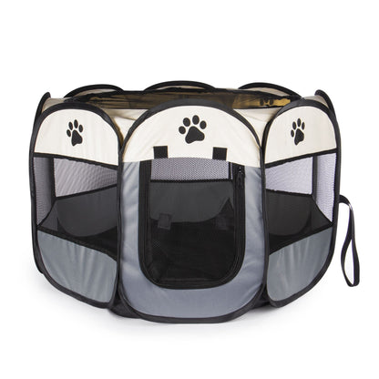 Portable Pop-Up Pet Playpen | 8-Panel | Zip Door | Removable Top | 600D Oxford Cloth & Mesh | 45x66cm Open | Folds Flat | Carry Bag | Indoor & Outdoor