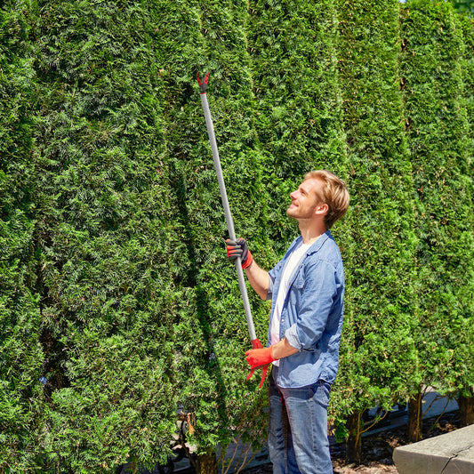 Outsunny 120 cm Tree Pruner, Tree Lopper Long Handled, Lightweight & Strong, Long Reach Tree Trimmer with Aluminium Pole for Fruit Picking and Pruning