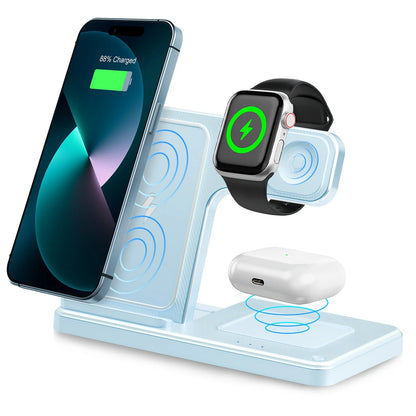 3 in 1 Wireless Charging Station Magnetic Fast Charging 18W Foldable for Iphone 16 15 14 13 12 Pro/Pro Max/Plus/Watch & Airpods