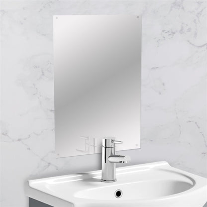 Maison & White Frameless Rectangle Wall Mirror | 450x300mm | 4mm Glass | Pre-Drilled | Fixings & Chrome Caps Included | Vertical or Horizontal | Bedroom Bathroom Office | 2-Year Warranty