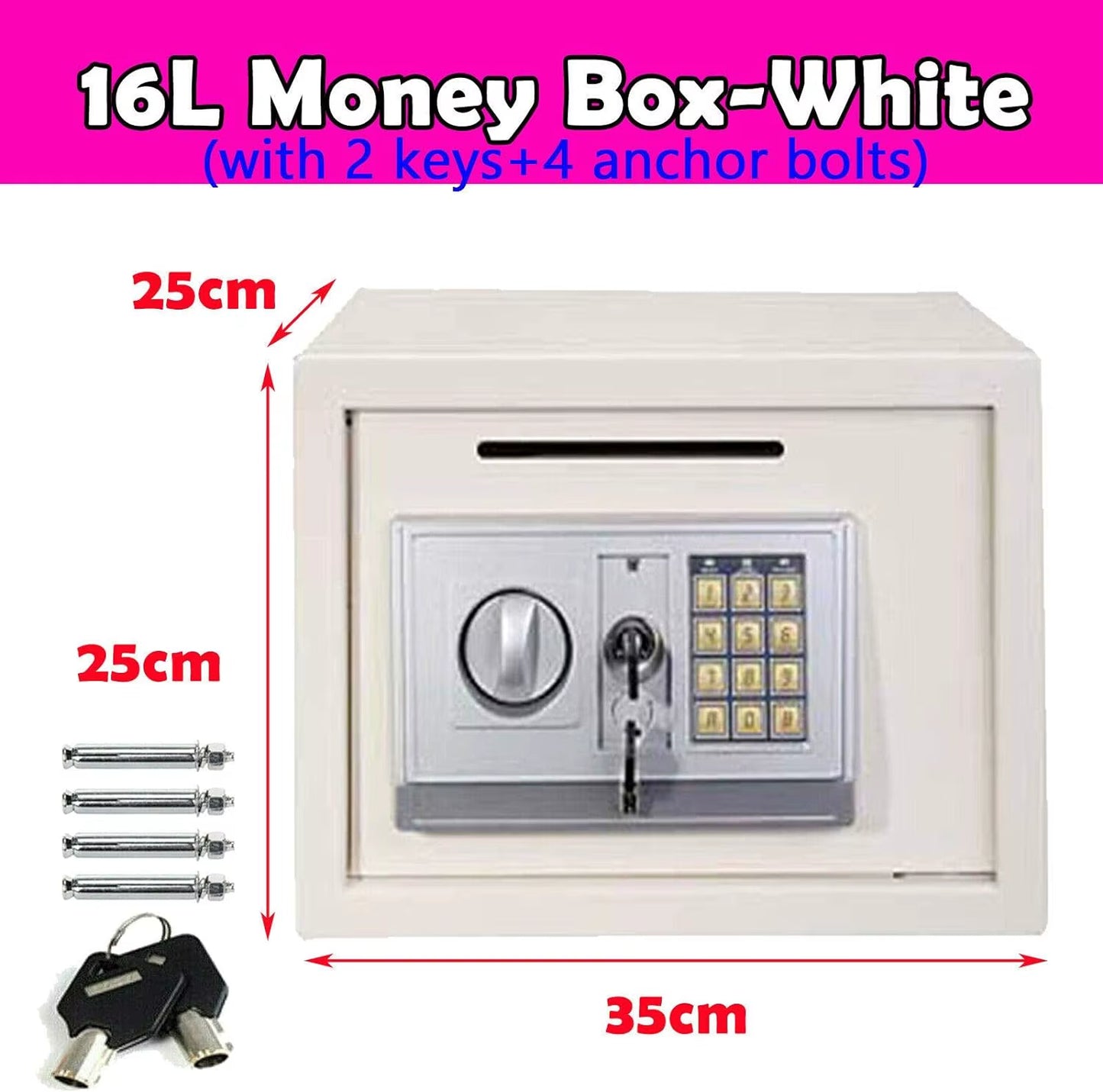 Safes for Home Fireproof Waterproof with 2 Manual Override Keys,Security Safe Cash Box with Double Digital Keypad and Key