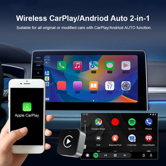 Wireless Android Auto Carplay Box/Adapter Mini Carplay&Auto Box Dongle Auto Connect Smart Box Plug & Play for Factory Wired Cars
