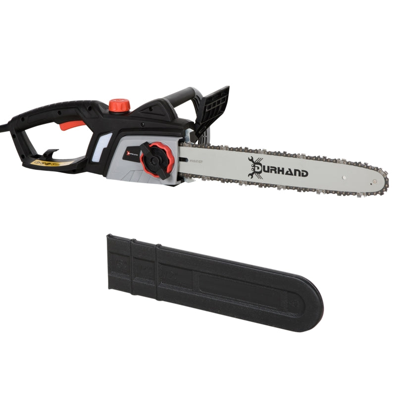 DURHAND 1600W Electric Chainsaw with Double Brake, Tool-Free Chain Tensioning and 40cm Guide Bar and Chain, Power Saw to Cut Wood, Auto Chain Lubrication