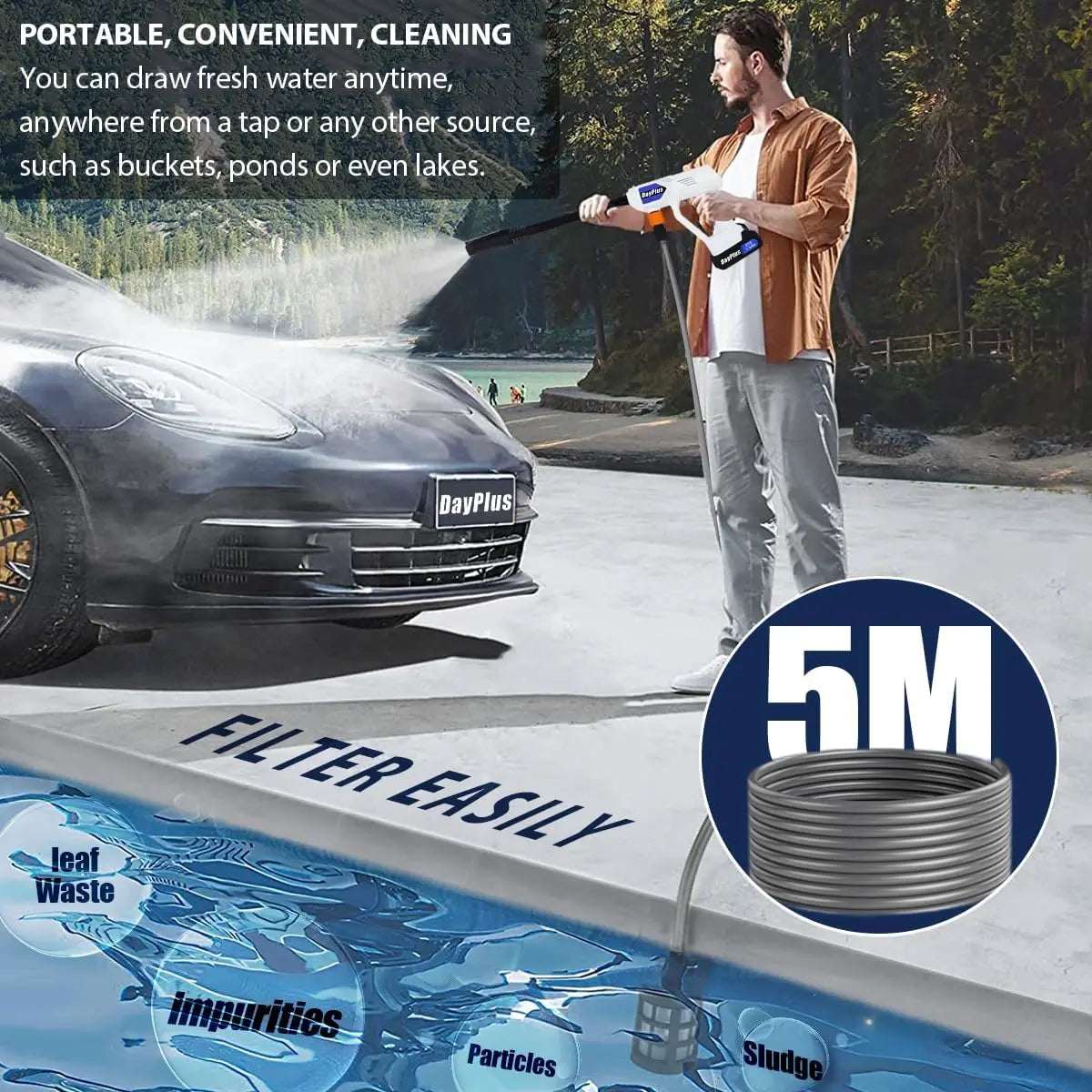 Dayplus Electric High Pressure Washer Rechargeable Car Wash Gun Cordless Electric Water Gun Foam Machine for Makita 24V Battery