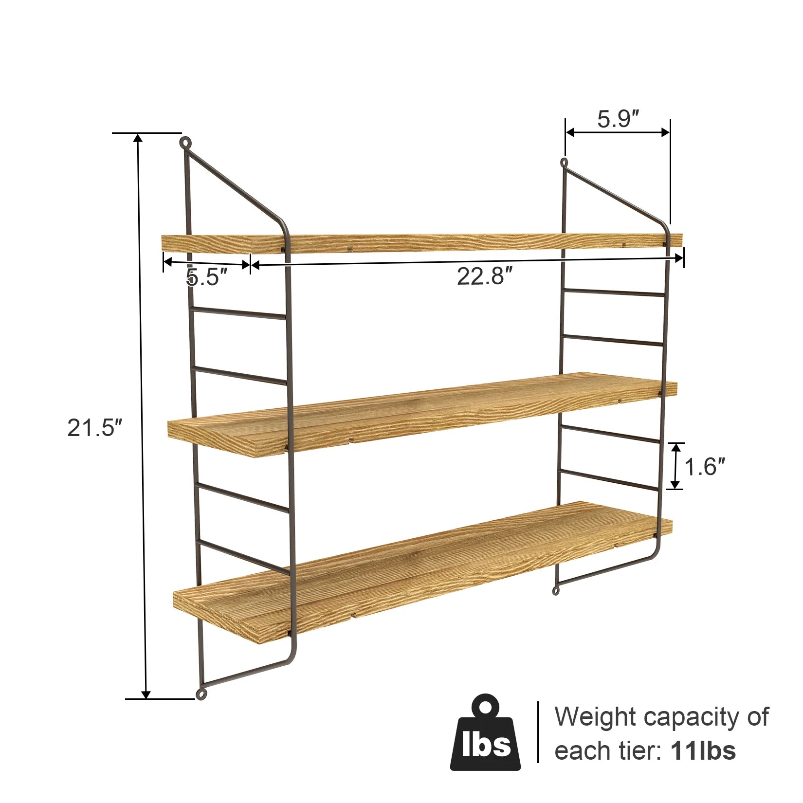 3 Tier Floating Wall Shelf Unit Kitchen Wall Storage Display Shelf Bookshelf
