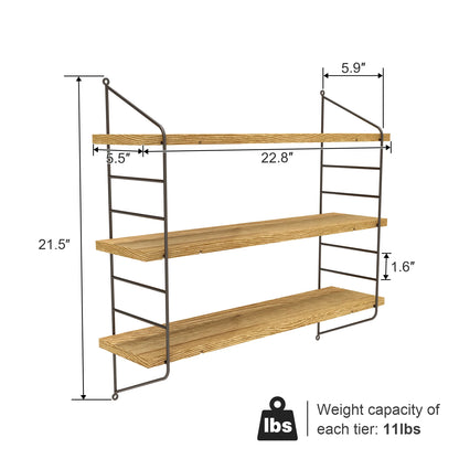 3 Tier Floating Wall Shelf Unit Kitchen Wall Storage Display Shelf Bookshelf