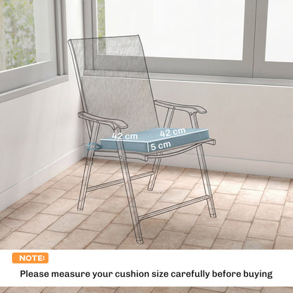 Set of 6 Chair Seat Cushions | 5cm Thick | UV-Treated | Water, Stain & Fade Resistant | Tie Fastenings | Removable Covers | Indoor & Outdoor | 42 x 42cm | Light Grey