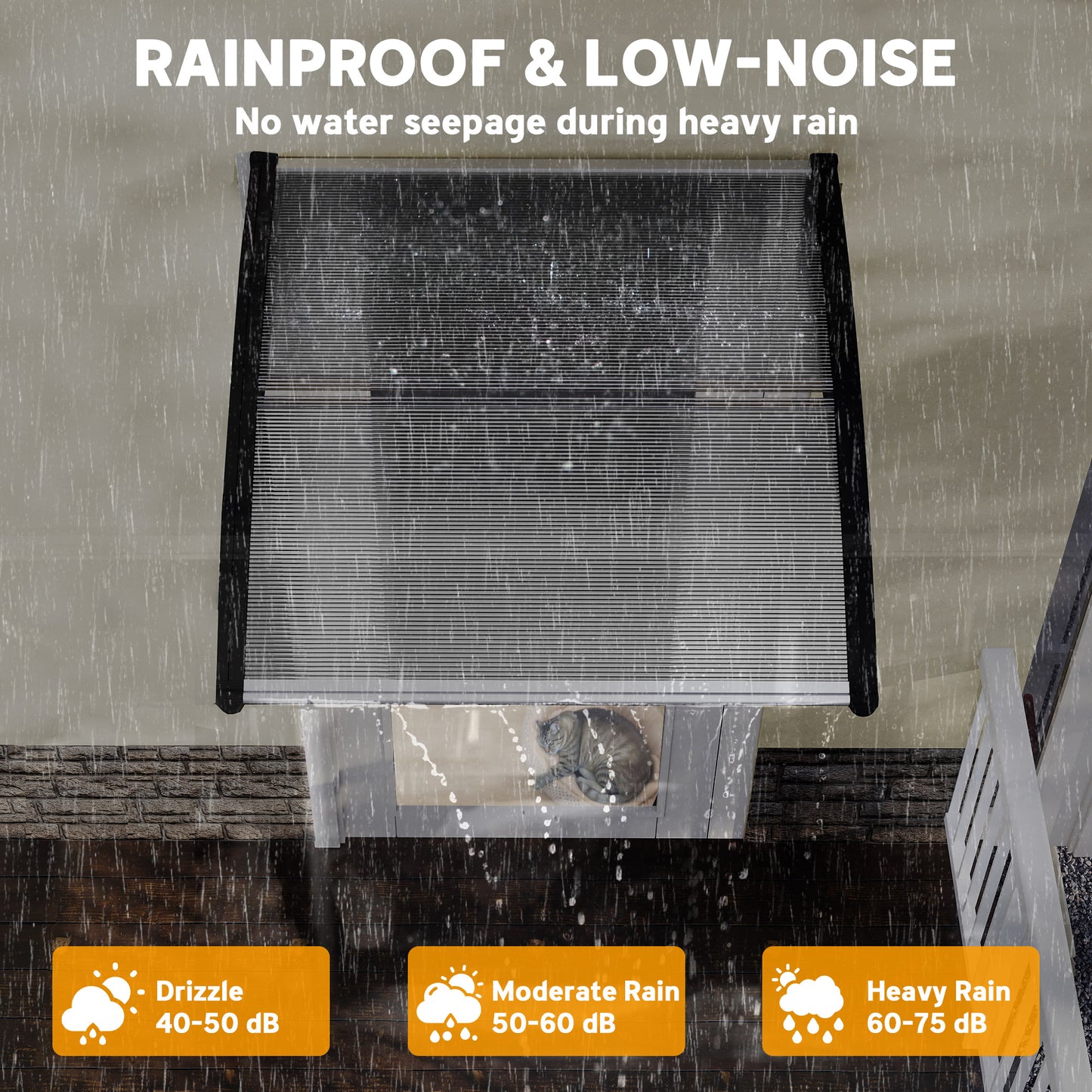 Front Door Canopy, Outdoor Awning, Rain Shelter for Window, Porch and Front/Back Door, 103 x 96.5 cm, Clear