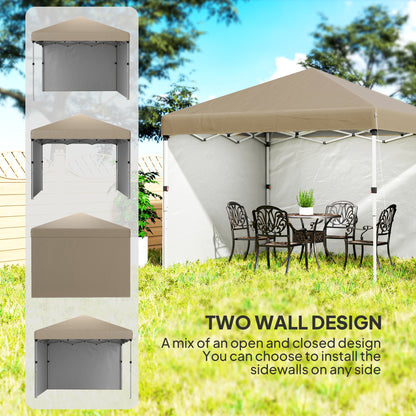 Outsunny 3 x 3 (M) Pop Up Gazebo, UPF 30+ with 2 Sidewalls, Leg Weight Bags and Wheeled Bag, Party Tent Event Shelter
