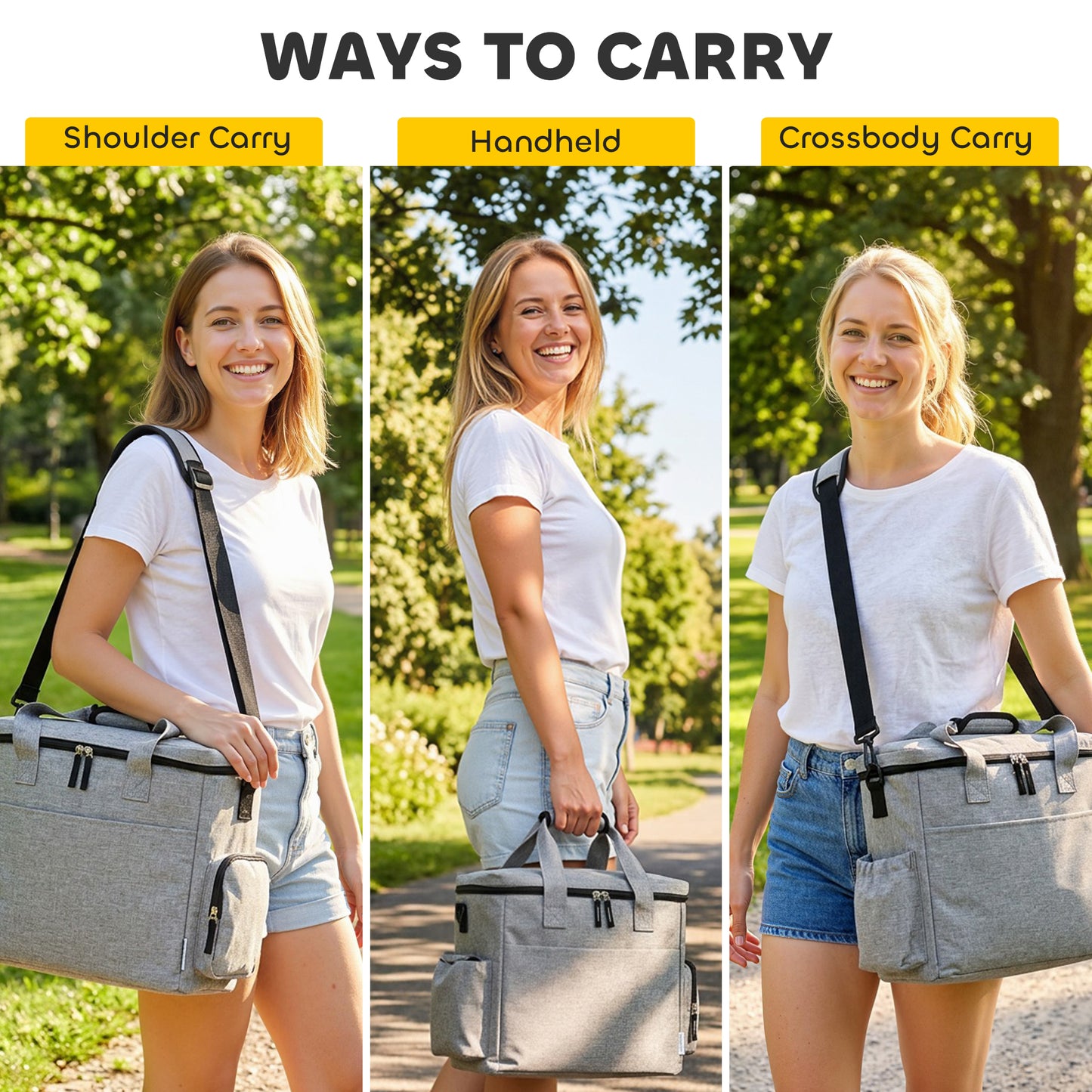 Pet Travel Bag | 2 Insulated Food Containers | Collapsible Bowl | Multiple Pockets | Waterproof 300D Fabric | Adjustable Shoulder Strap | Dogs & Cats | 38 x 17 x 35cm | Light Grey