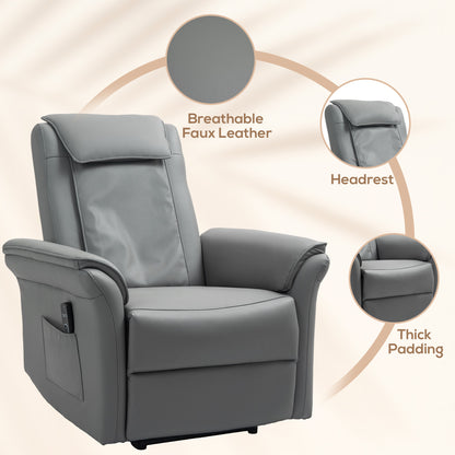 3D Kneading Massage Recliner Chair with Headrest, Breathable Leather Recliner Armchair, Electric Reclining Chair with Footrest, Remote with USB Port