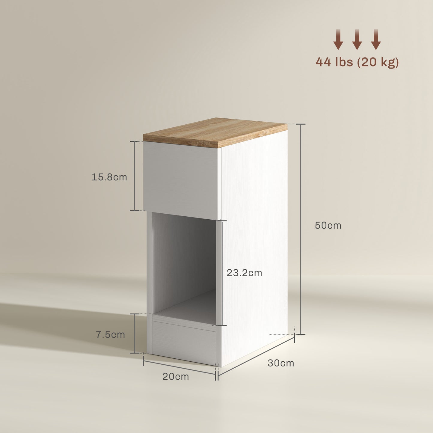 Set of Two Modern Storage Bedside Tables - White