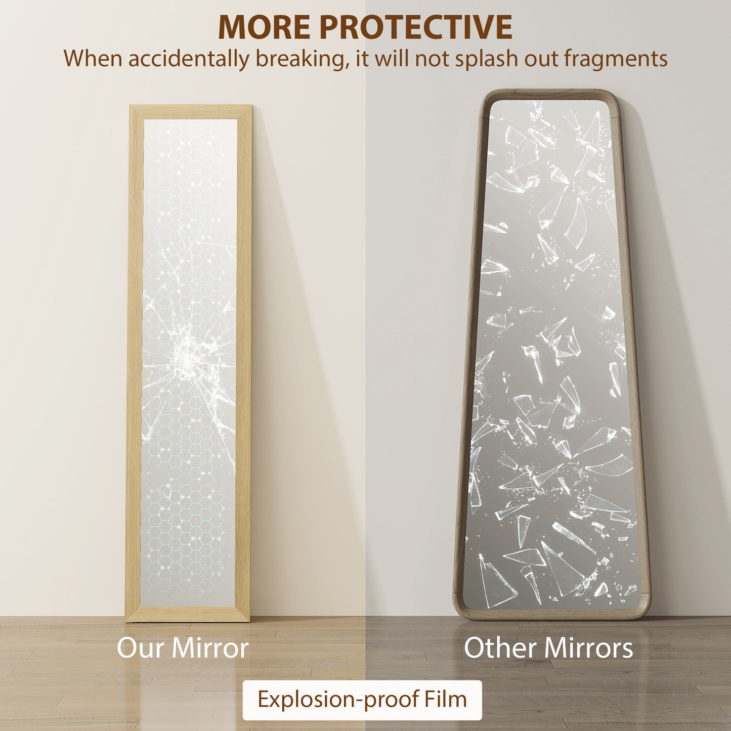 37 x 157 cm Full Length Mirror - Natural