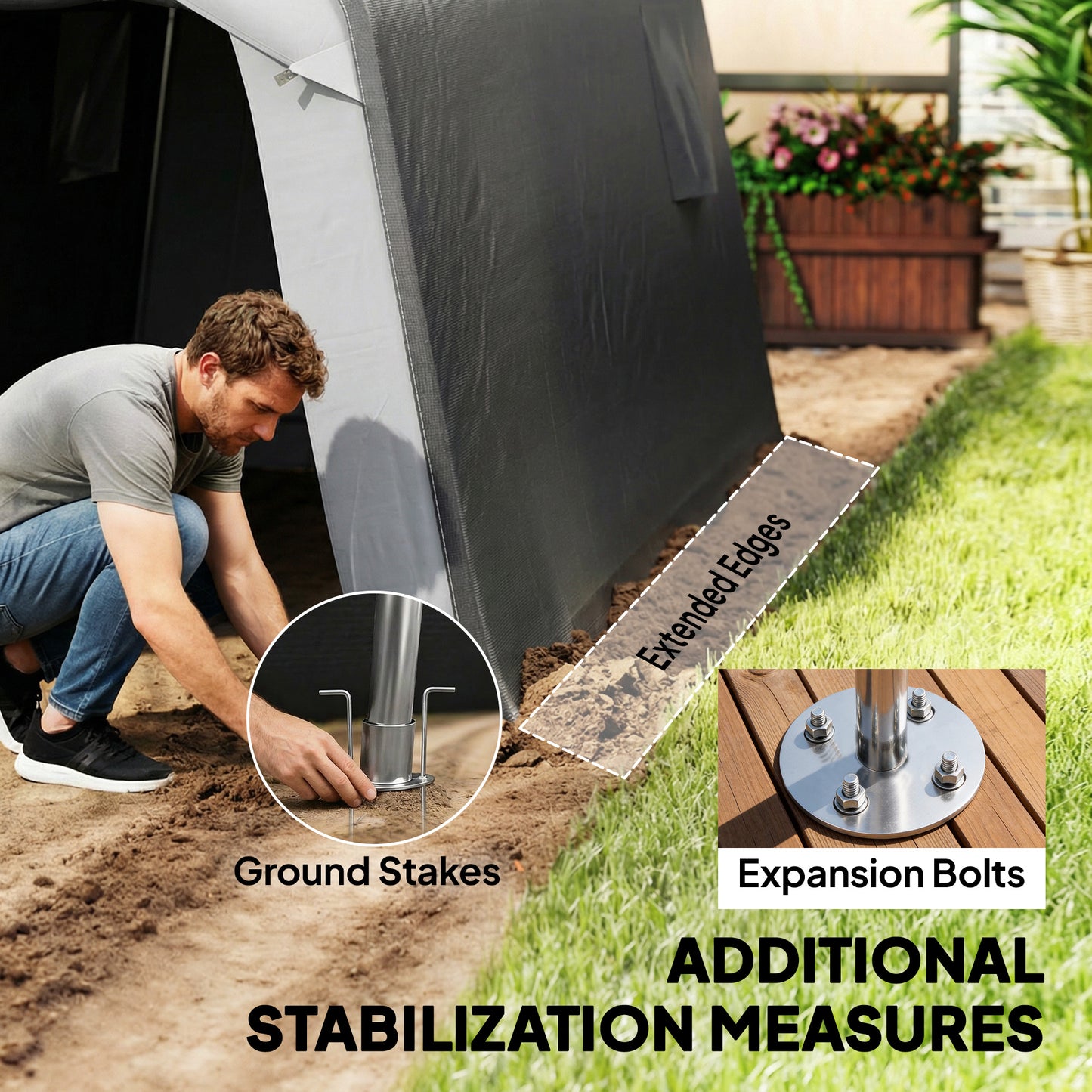 Garden Storage Shed Tent | 1.8x2.4m | Waterproof UV30+ | Galvanised Frame | Roll-Up Door | 2 Mesh Vents | Motorbike & Bike Storage | Grey